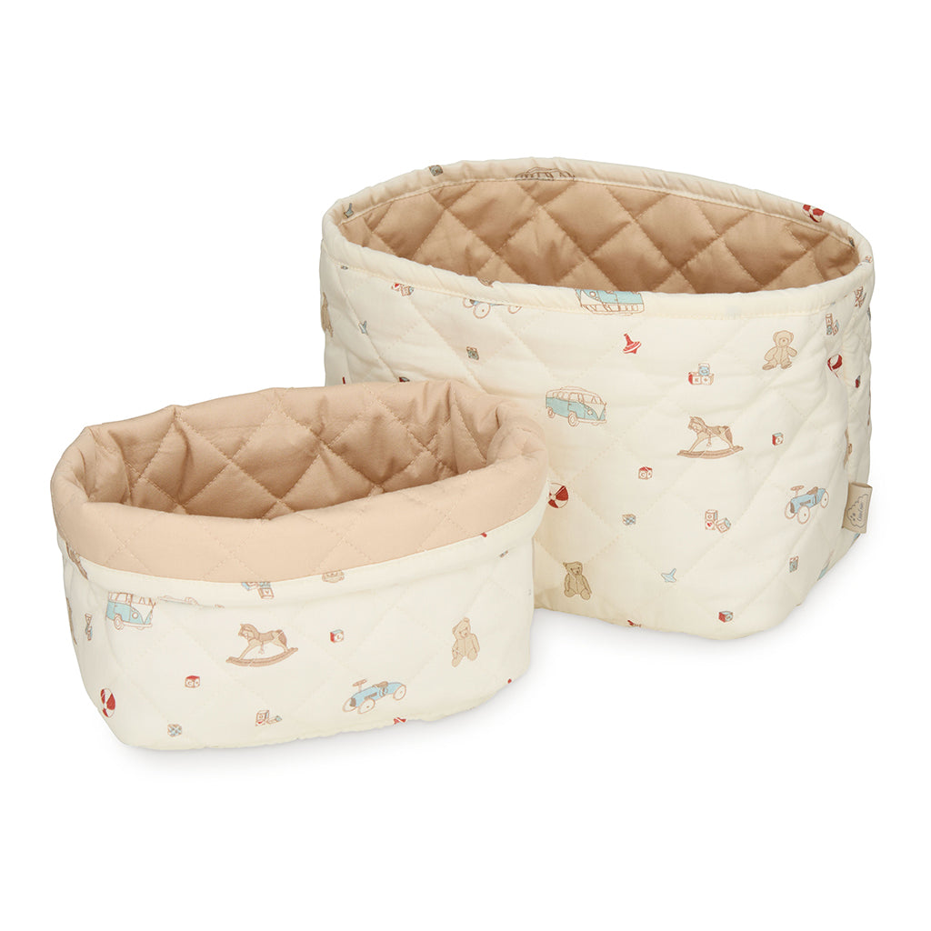 Cam Cam quiltet opbevaringskurv i stof, sæt m. 2 str. - Vintage Toys