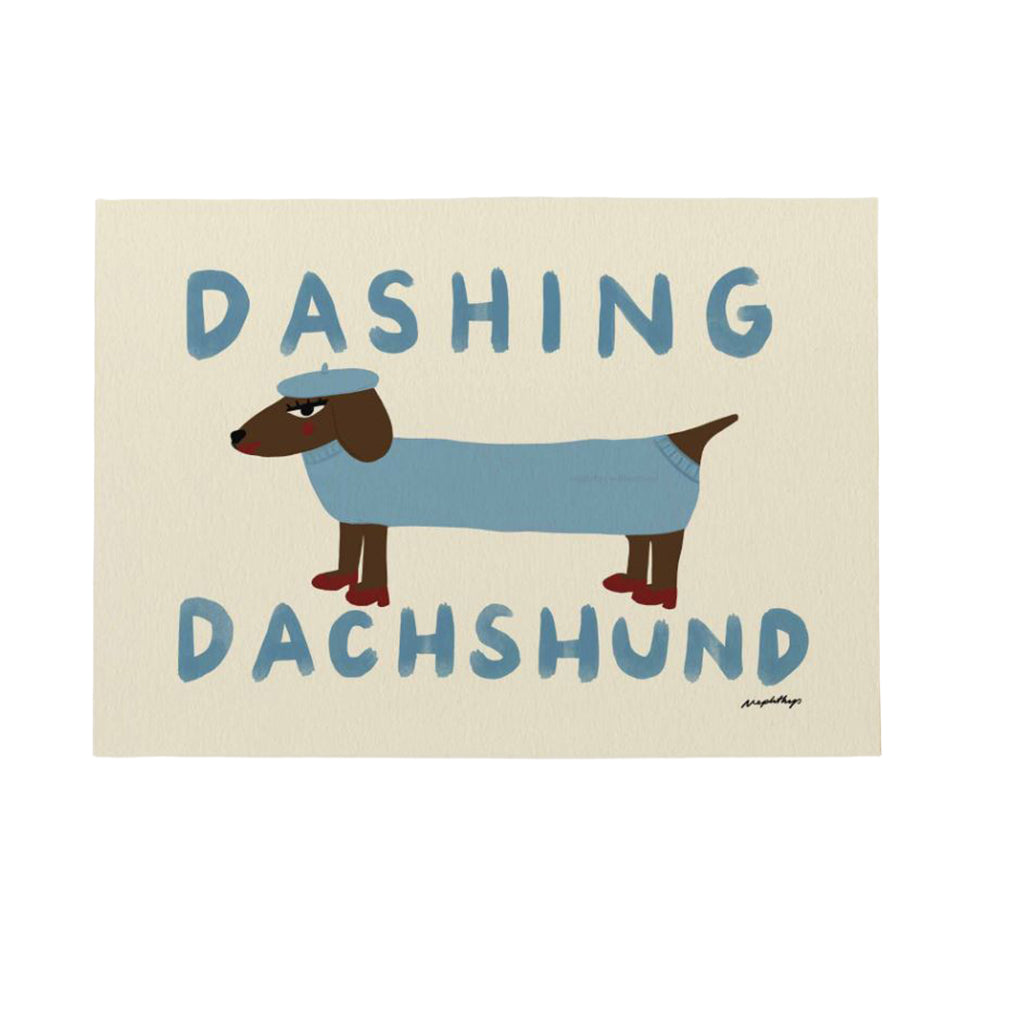 Nephthys Illustrated plakat, Dashing Dachshund - A4