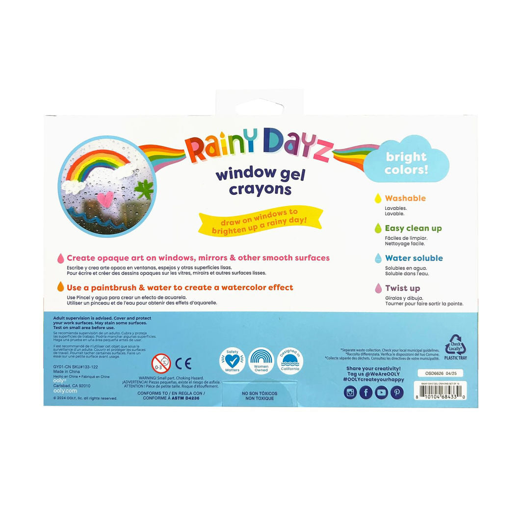 Ooly Gel farvekridt 10 stk, Vinduesmaling - Rainy Dayz