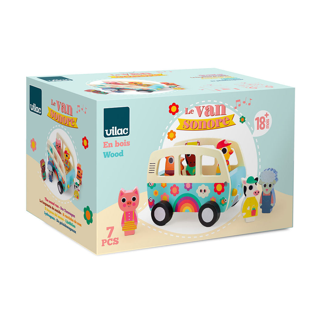Vilac Ljudbil med 6 djurfigurer