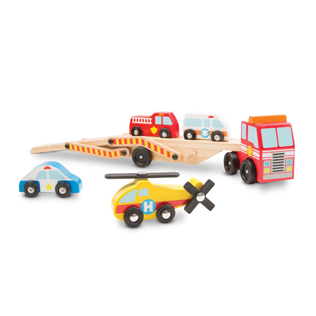 Melissa & Doug Träleksaksbilar, Biltransport med räddningsfordon