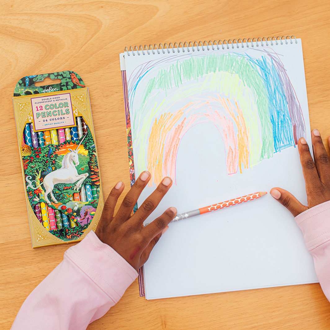 eeBoo 12 dubbla färgpennor, Neon Metallic - Enhörning