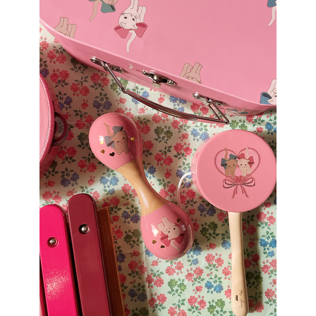 Konges Sløjd musikinstrumentset i koffert, med 4 delar - Bow kitty