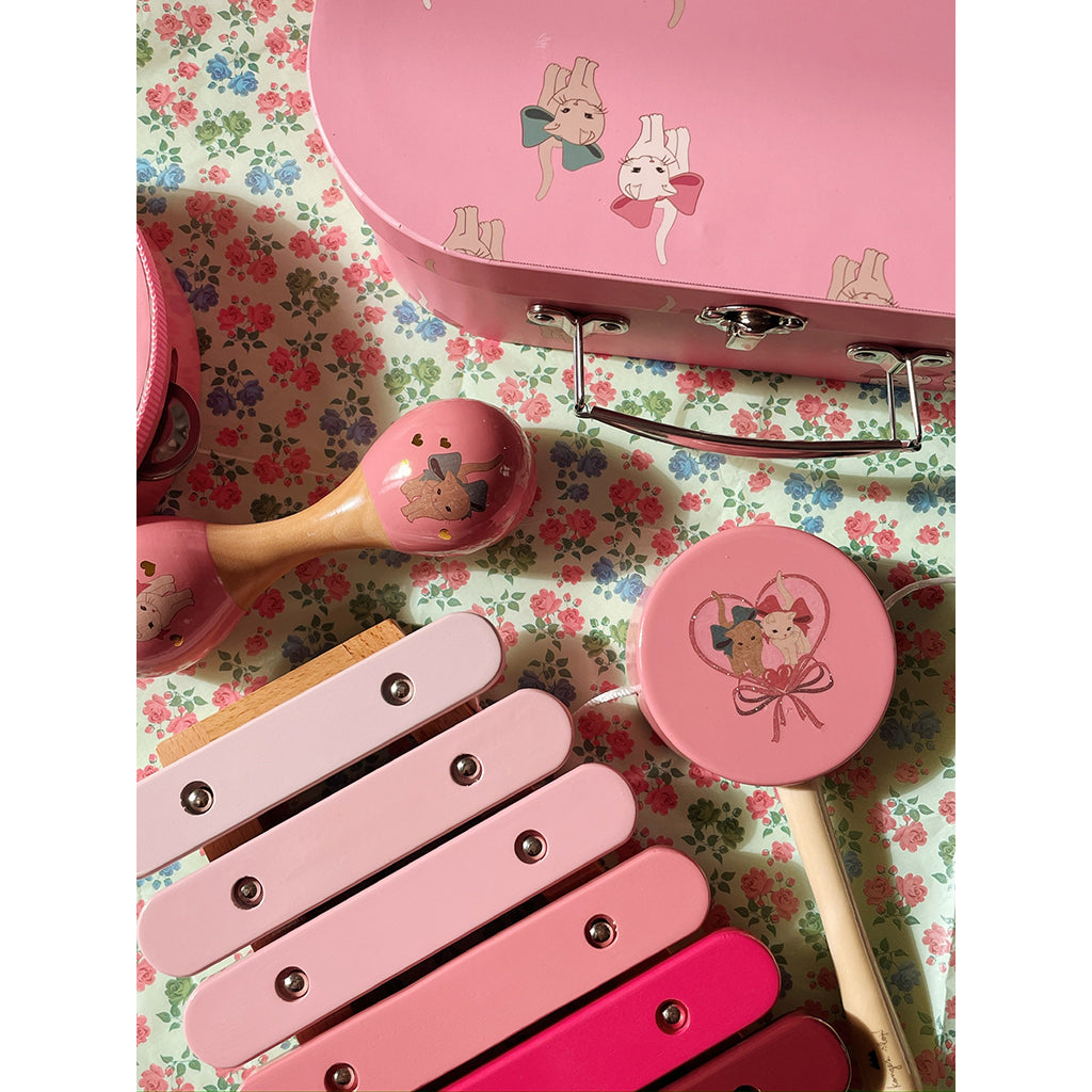 Konges Sløjd musikinstrumentset i koffert, med 4 delar - Bow kitty