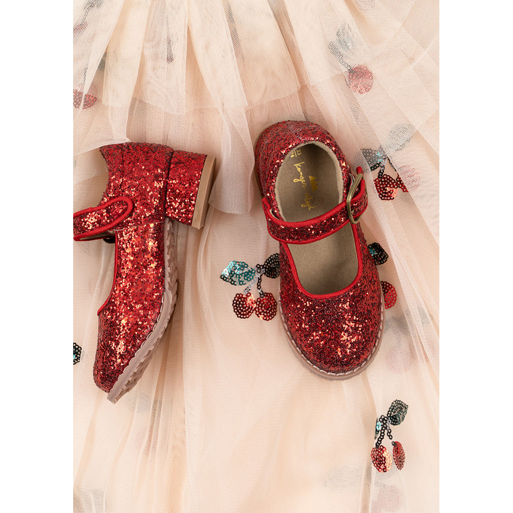 Konges Sløjd Glitter fe-utstyr, Ma grande cerise, cape och skor – skostorlek 23-30