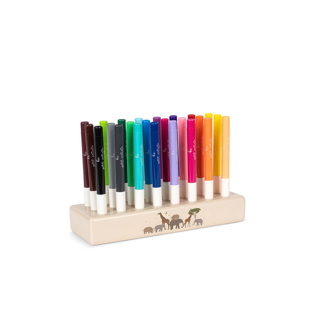 Konges Sløjd Tuschpennor i träkloss, 24 färger - Safari
