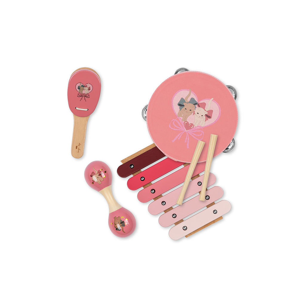 Konges Sløjd musikinstrumentset i koffert, med 4 delar - Bow kitty