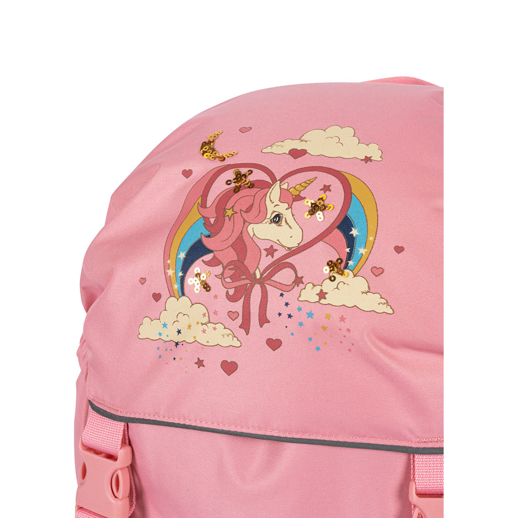 Konges Sløjd Clover skolryggsäck med tillhörande gymnastikpåse och regnskydd, Peony