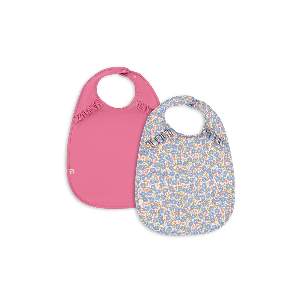 Konges Sløjd Konges Sløjd hagesmæk m. flæser, 2-pak - Fleur rosier/Chateau rose