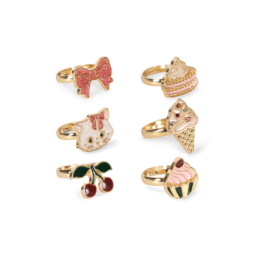 Konges Sløjd Kitty fingerringar, 6 st - Gold