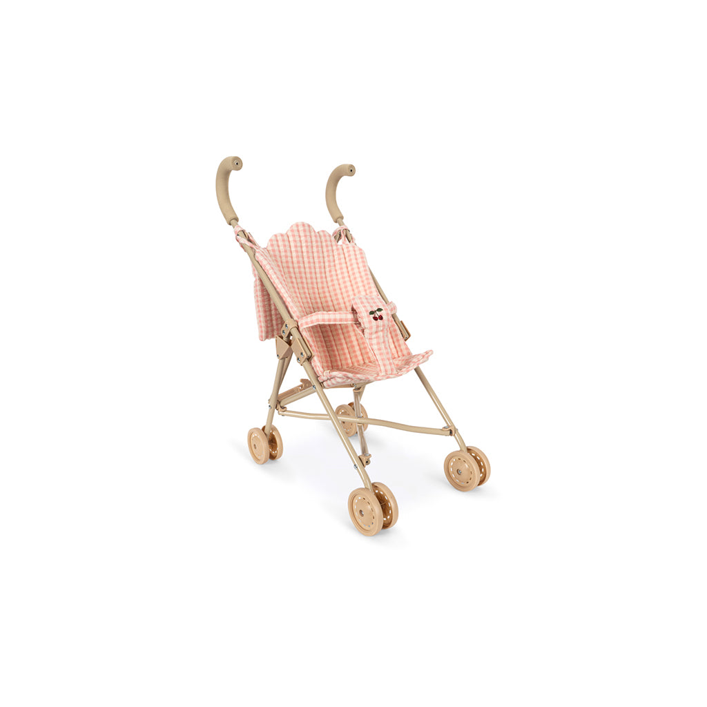 Konges Sløjd Poppy dockset med docka och dockvagn, rosa rutigt