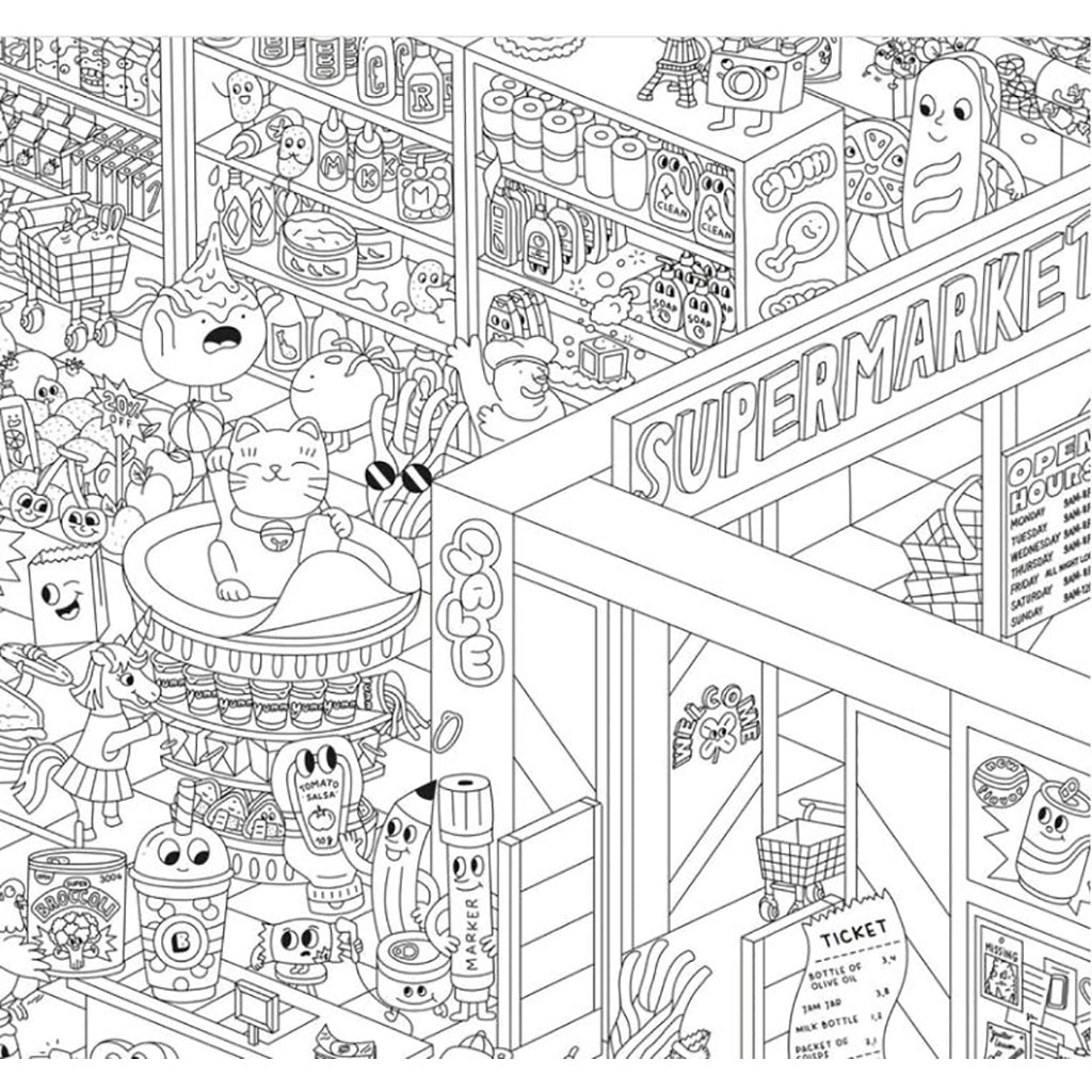 Omy stor affisch att färglägga, Supermarket
