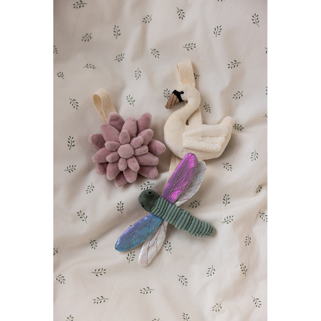 Sebra aktivitetsleksaker, 3 st. blomma, trollslända, svan