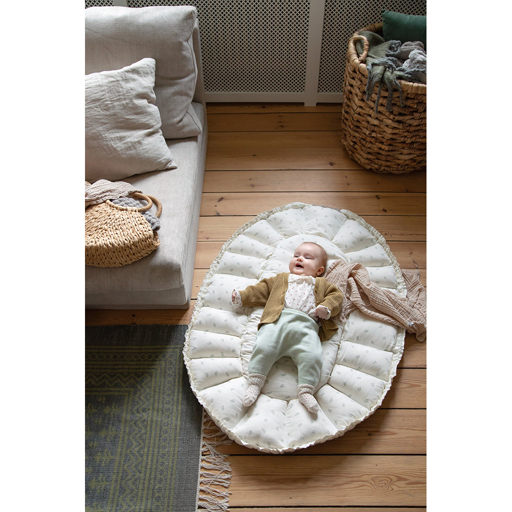 Sebra 3-i-1 babynest, babylift och lektäcke, Sophora Leaves - Beige