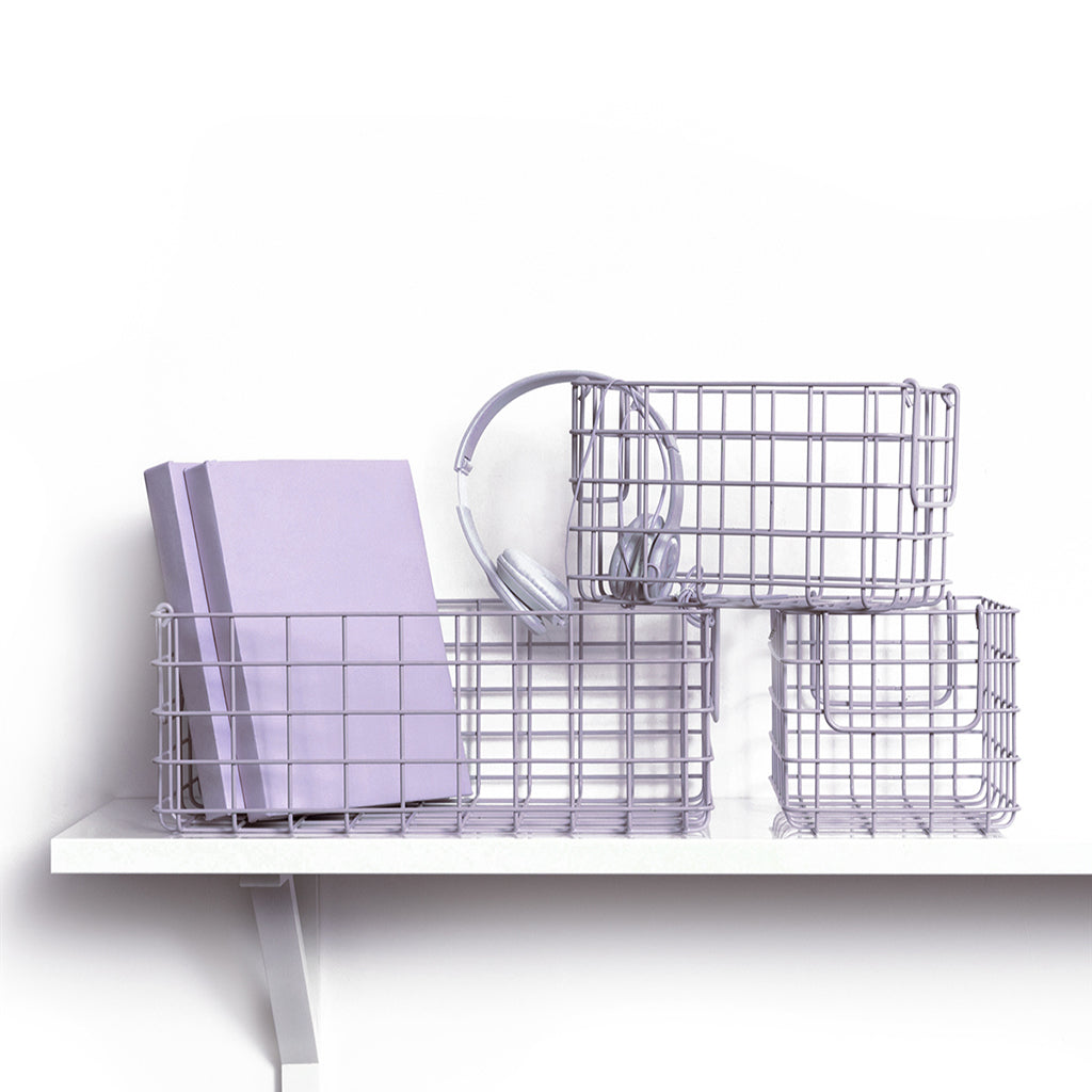 Mustard Made Baskets, set med 3 trådkorgar – Lilac