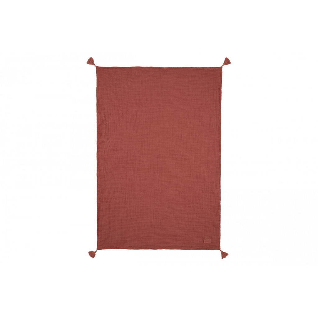 Nobodinoz babytäcke, Wabi Sabi double muslin, 65 x 100 cm - Rosewood
