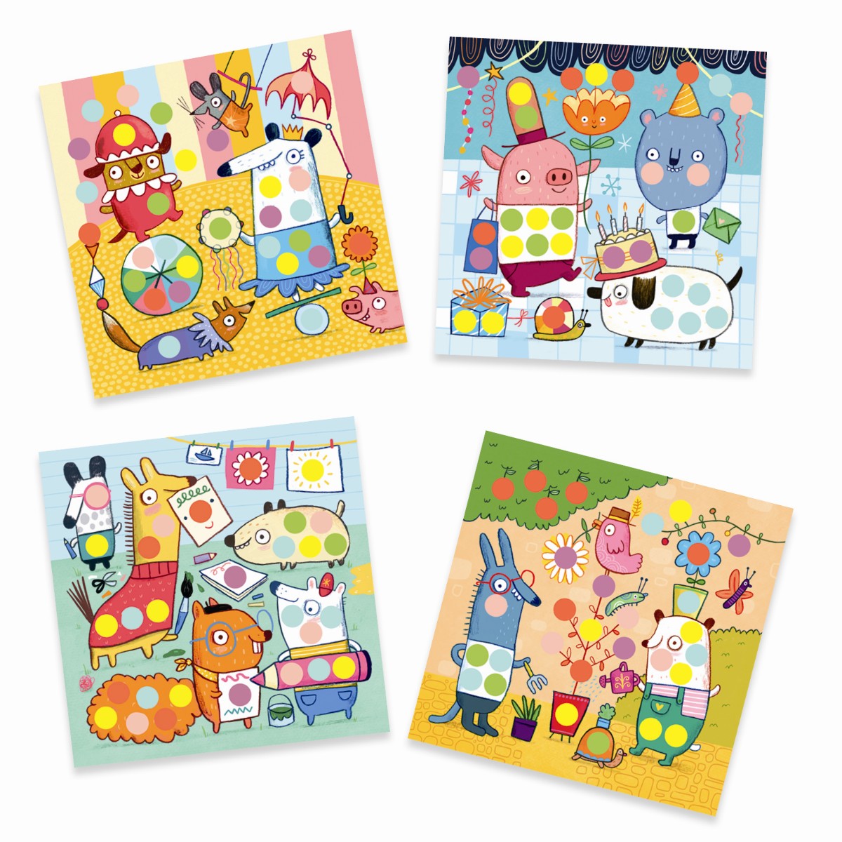 Djeco klistermärken, Färgade prickar