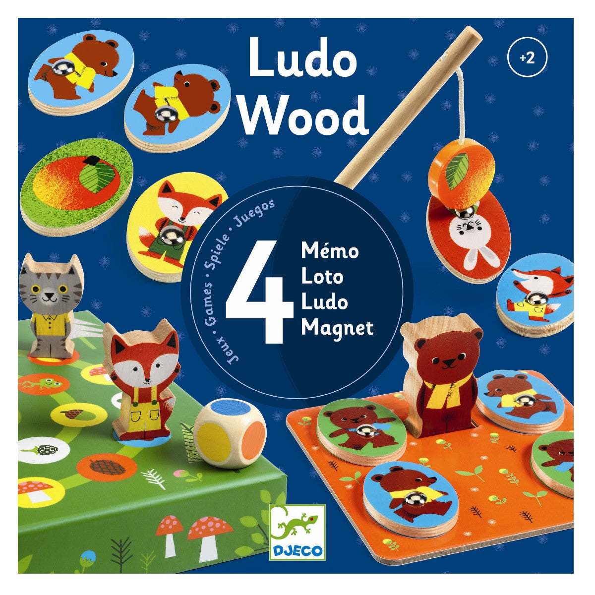 Djeco Spel, 4-i-ett - Ludo Wood