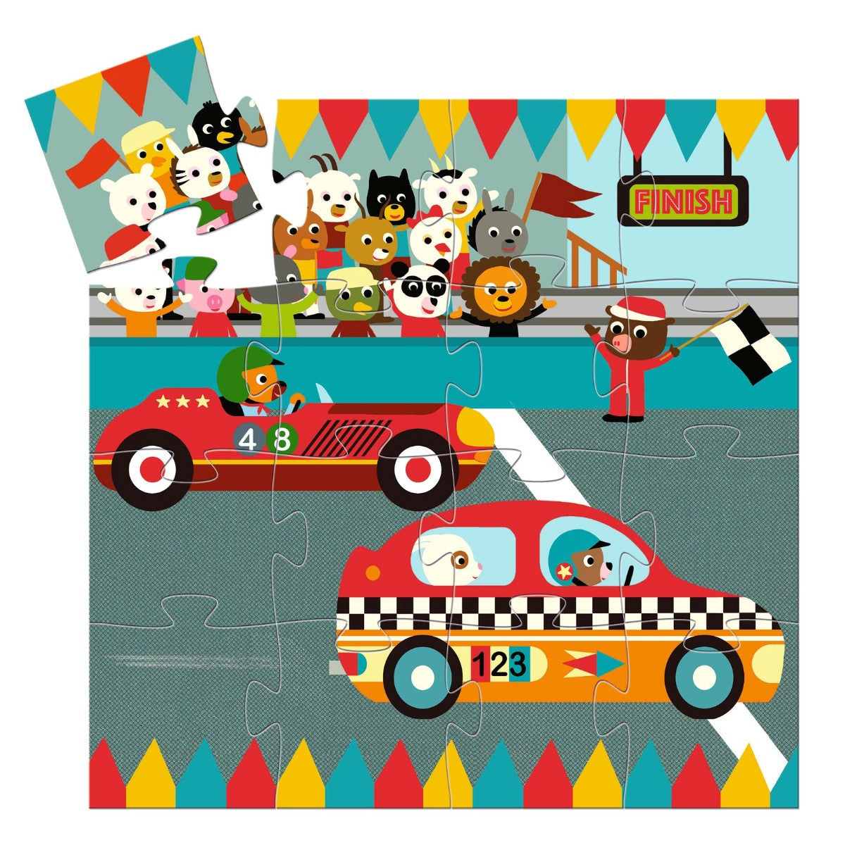 Djeco silhuettpussel, Racerbilen - 16 bitar