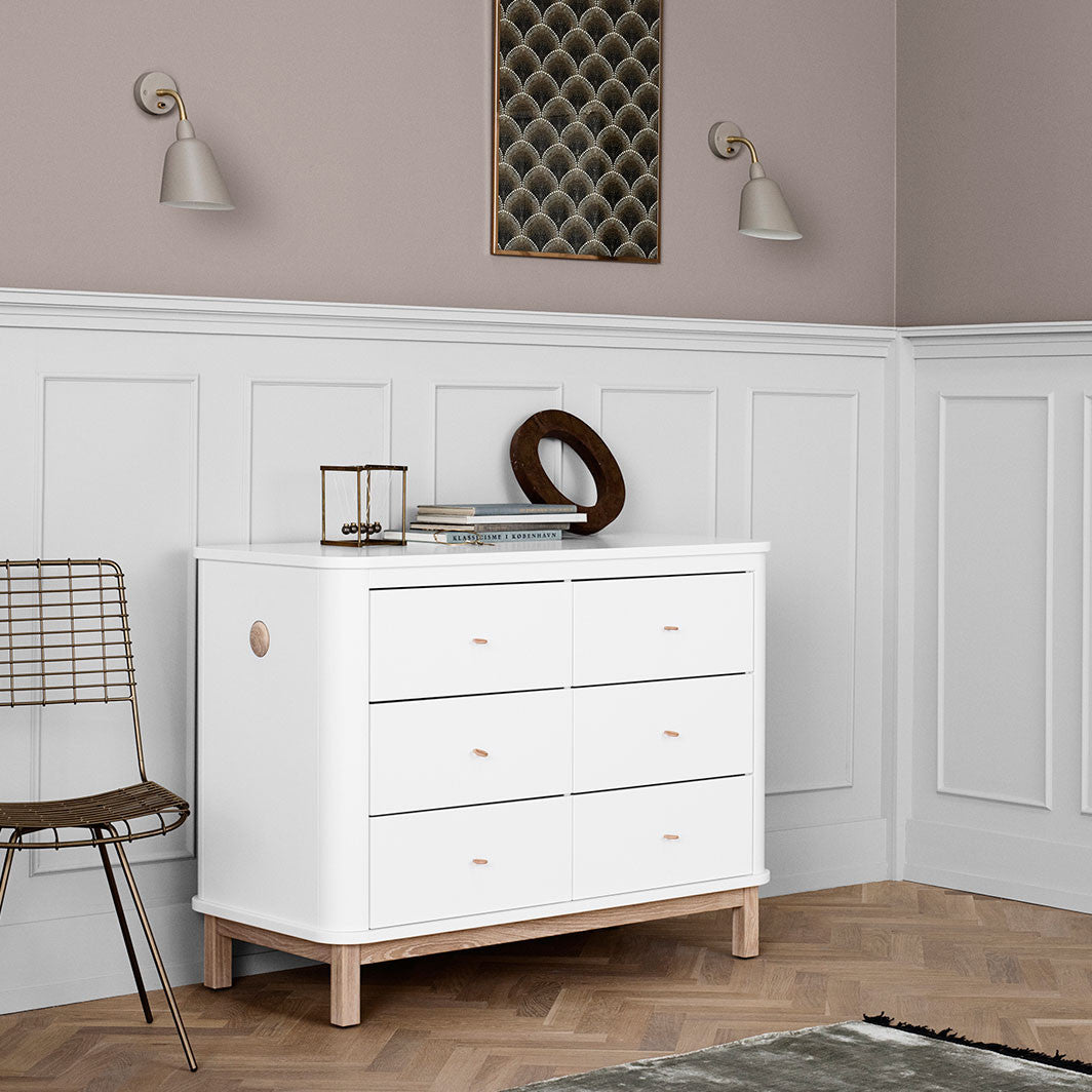 Oliver Furniture Wood kommode, m. 6 skuffer - hvid/eg