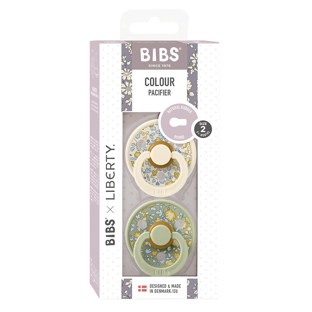 Bibs Liberty, 2-pack Colour, nappar i naturgummi, str. 2 - Eloise - Sage Mix