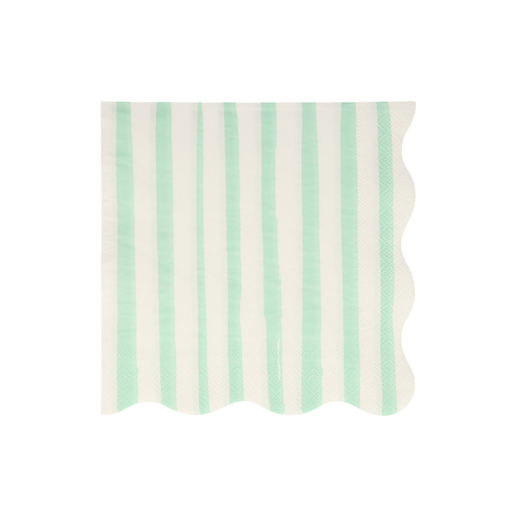 Meri Meri servetter str. L, Mint stripe - 16 st.