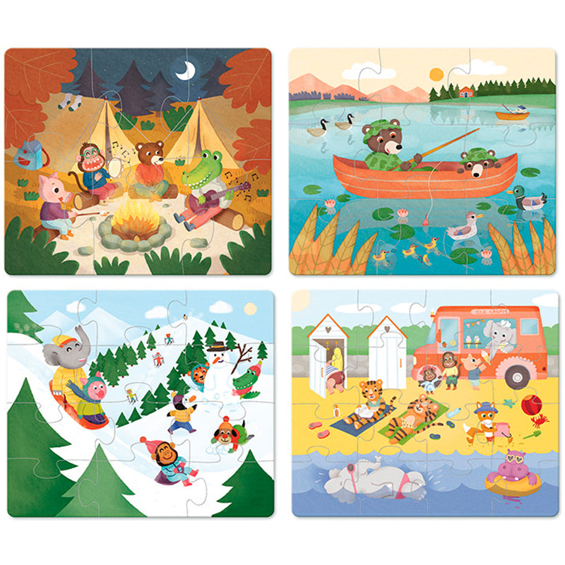 Vilac 4 puslespil i træ - på ferie