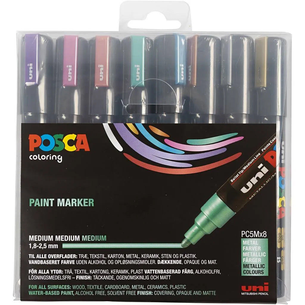 Posca Tuscher, strek 2,5 mm – 8 st. Metallic