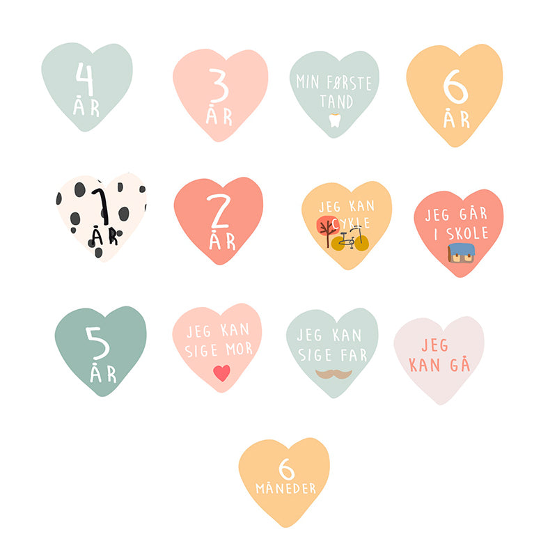 Mimi Lou väggdekal, höjdmätare med milstolpar - Vårblommor och med dansk text