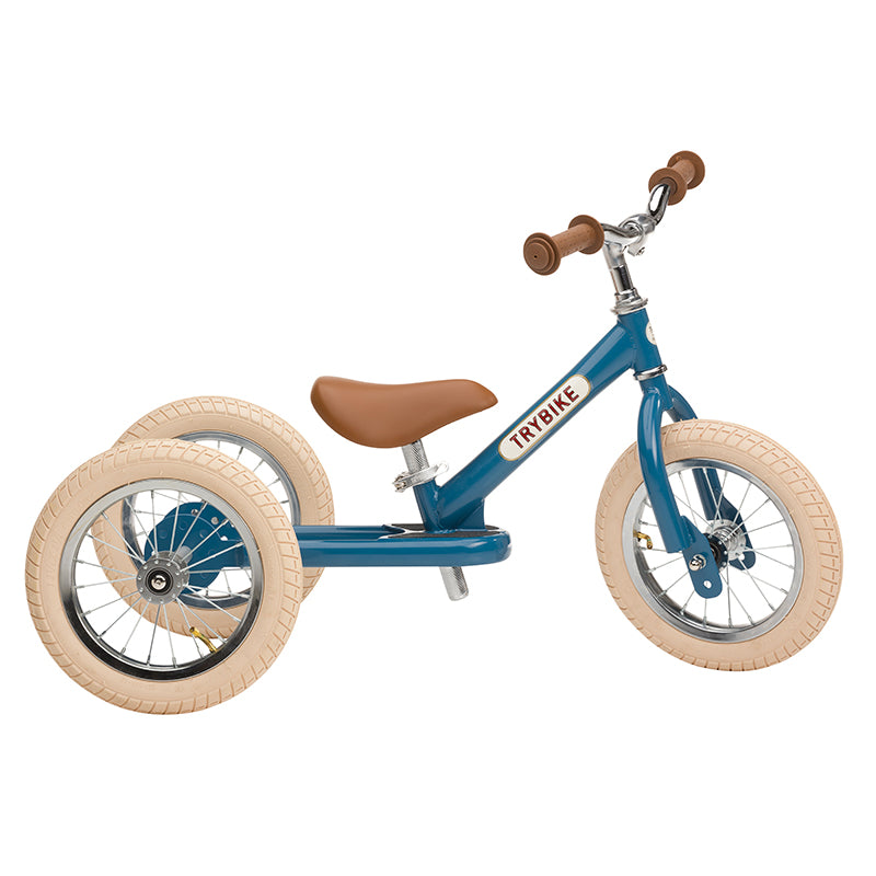 Trybike trehjulig balanscykel, vintage blue med retrolook