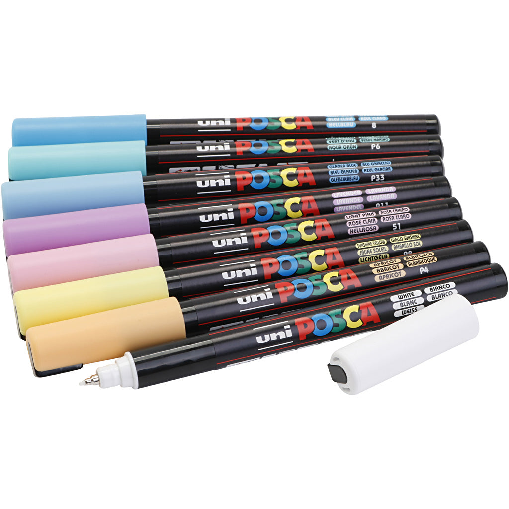 Posca Tuscher, 8 st. strek 0,7 mm – Pastell