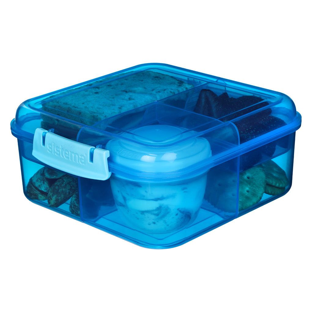 Sistema Bento Cube matlåda med 5 fack och en behållare, 1,25L - Blue