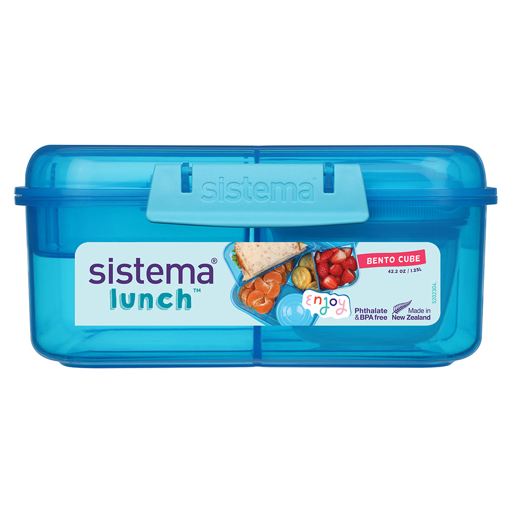 Sistema Bento Cube matlåda med 5 fack och en behållare, 1,25L - Blue