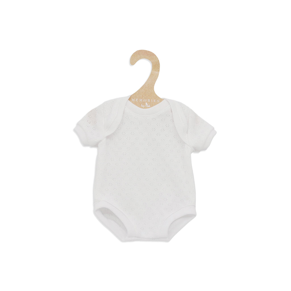 Así dukketøj til Leo og Leonora babydukke, str. 46 cm - Hvid kortærmet bodystocking