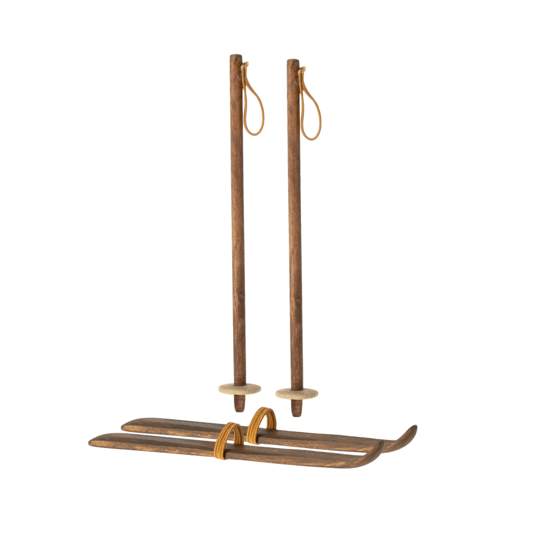 Maileg Docktillbehör, Skidor och skidstavar till Mor & Far mus