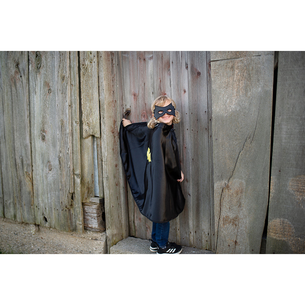 Great Pretenders utklädningskläder, vändbar mantel och mask, Spiderman/Batman - strl. 4-6 år