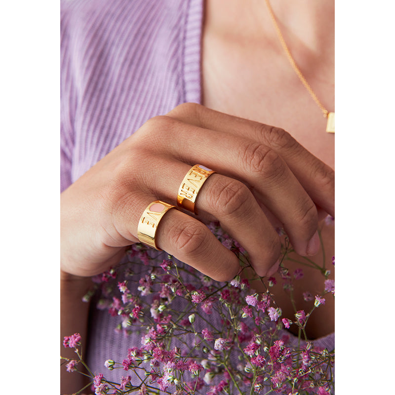 Design Letters Love ring, guld – Nude – storlek 50-56