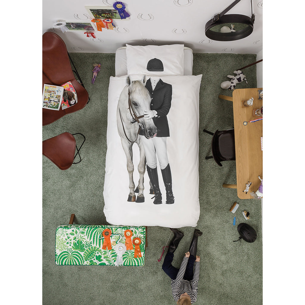 Snurk påslakanset för vuxna, ekologiskt - Ryttare med häst