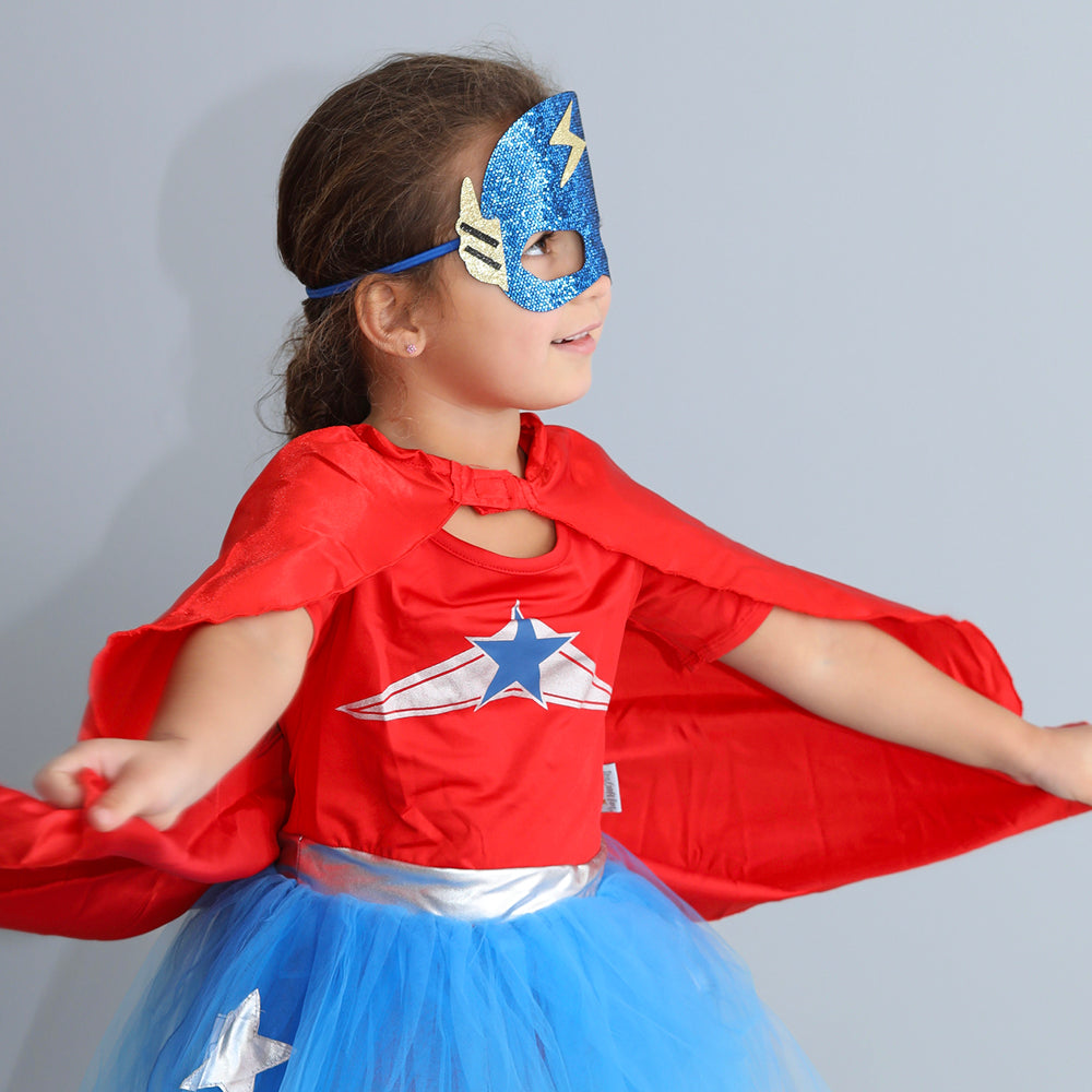 Den Goda Fen utklädnad, Super Wondergirl med cape – strl. 4-6 år