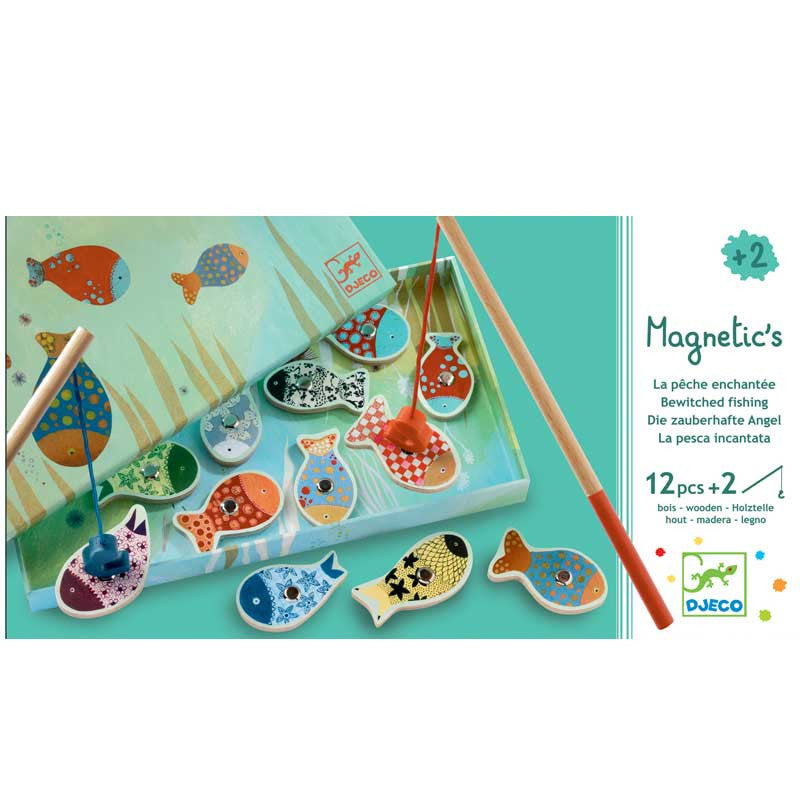 Djeco fiskespil med magneter, kulørte fisk