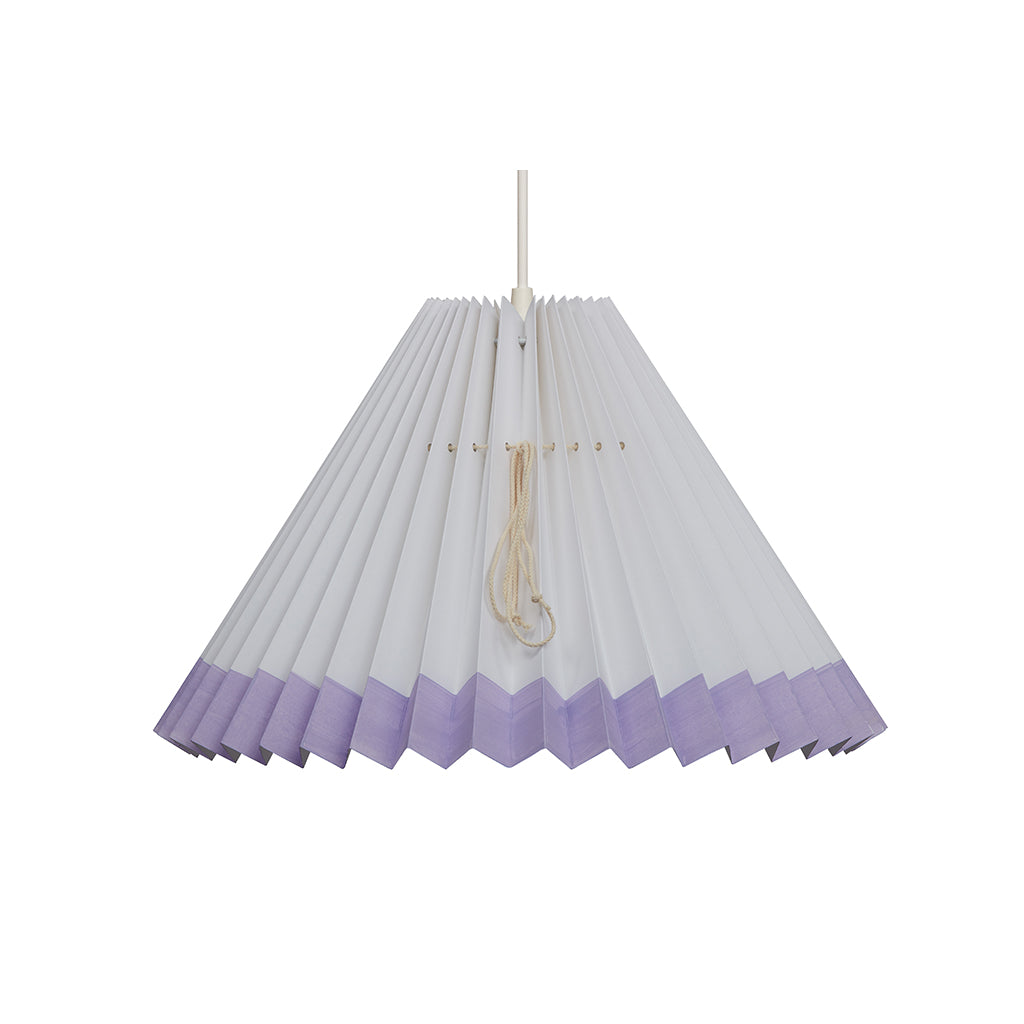 Pink Rose Loftslampe m foldet skærm i papir - 32 cm - Hvid m. lilla kant