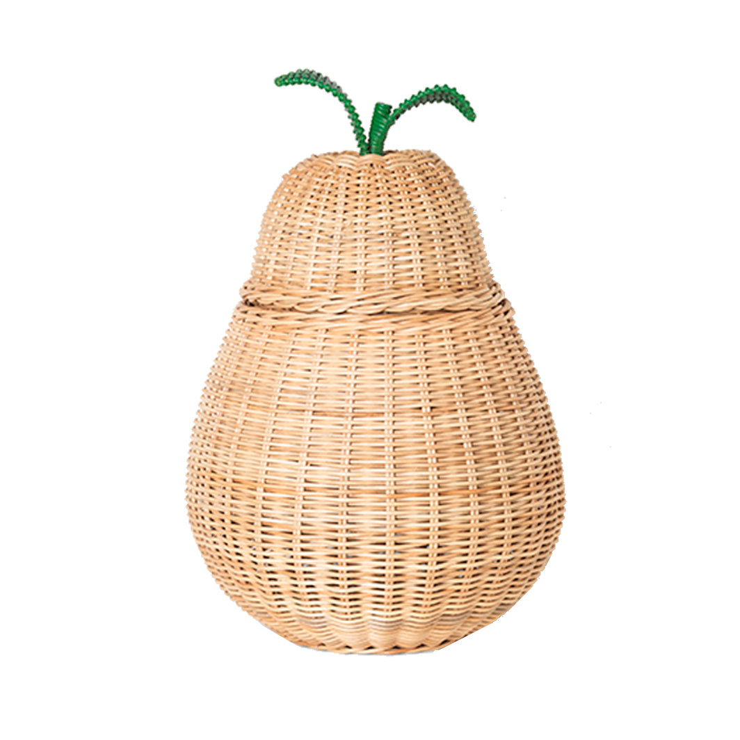 ferm Living Pear Storage, flet kurv i rattan. Smuk opbevaringskurv til børenværelset