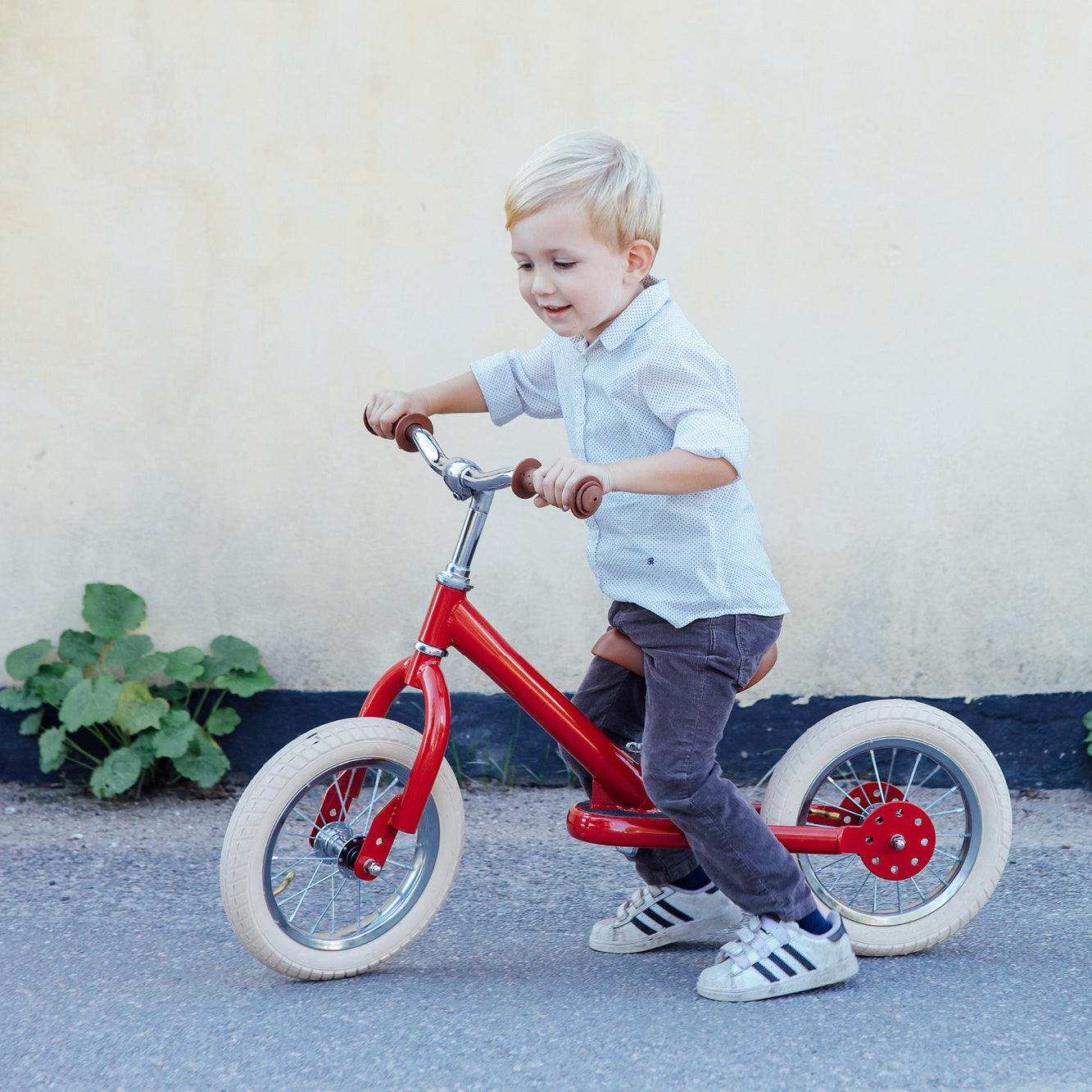 Trybike balanscykel, vintagegrön med retrolook