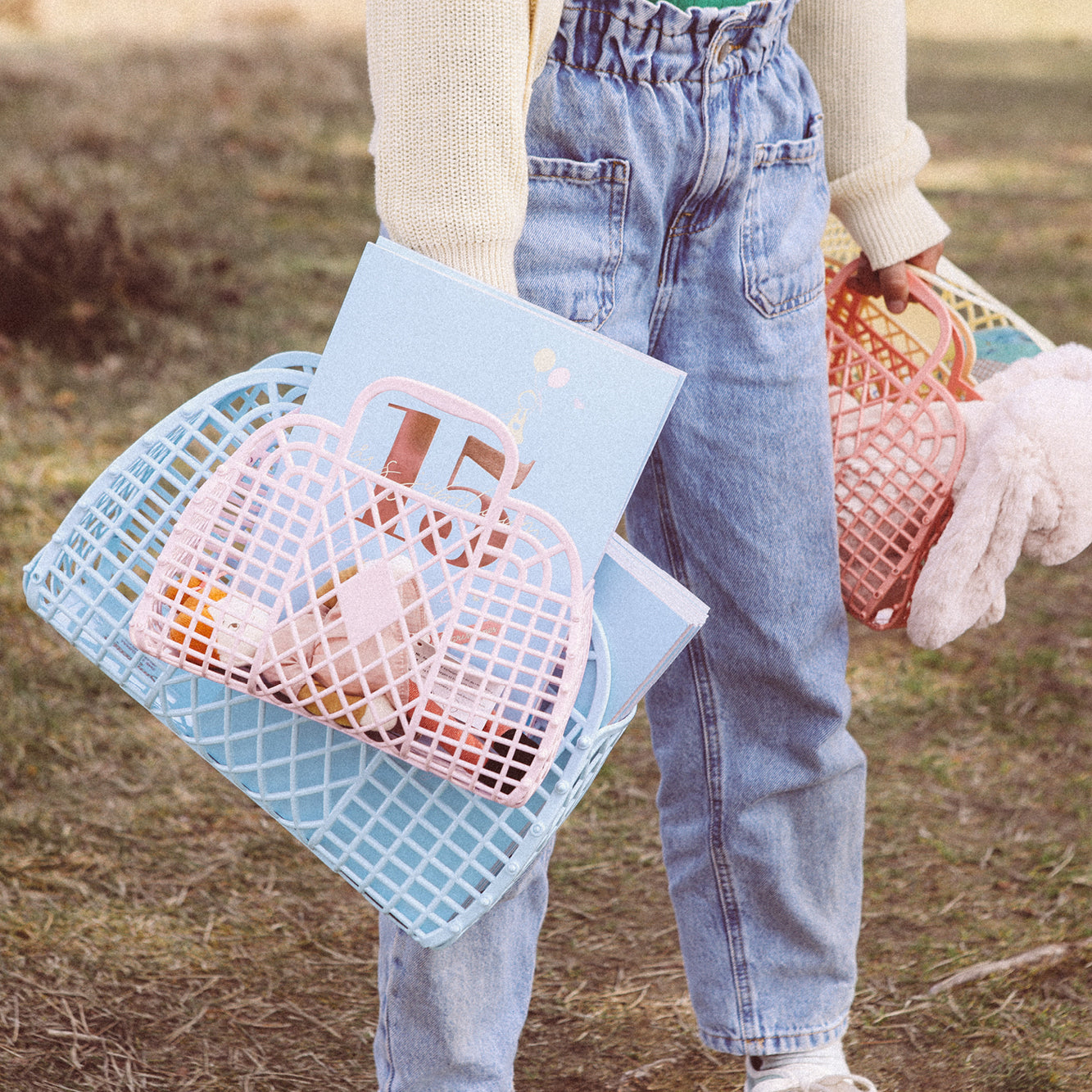 Sun Jellies Retro basket, large - Rosa