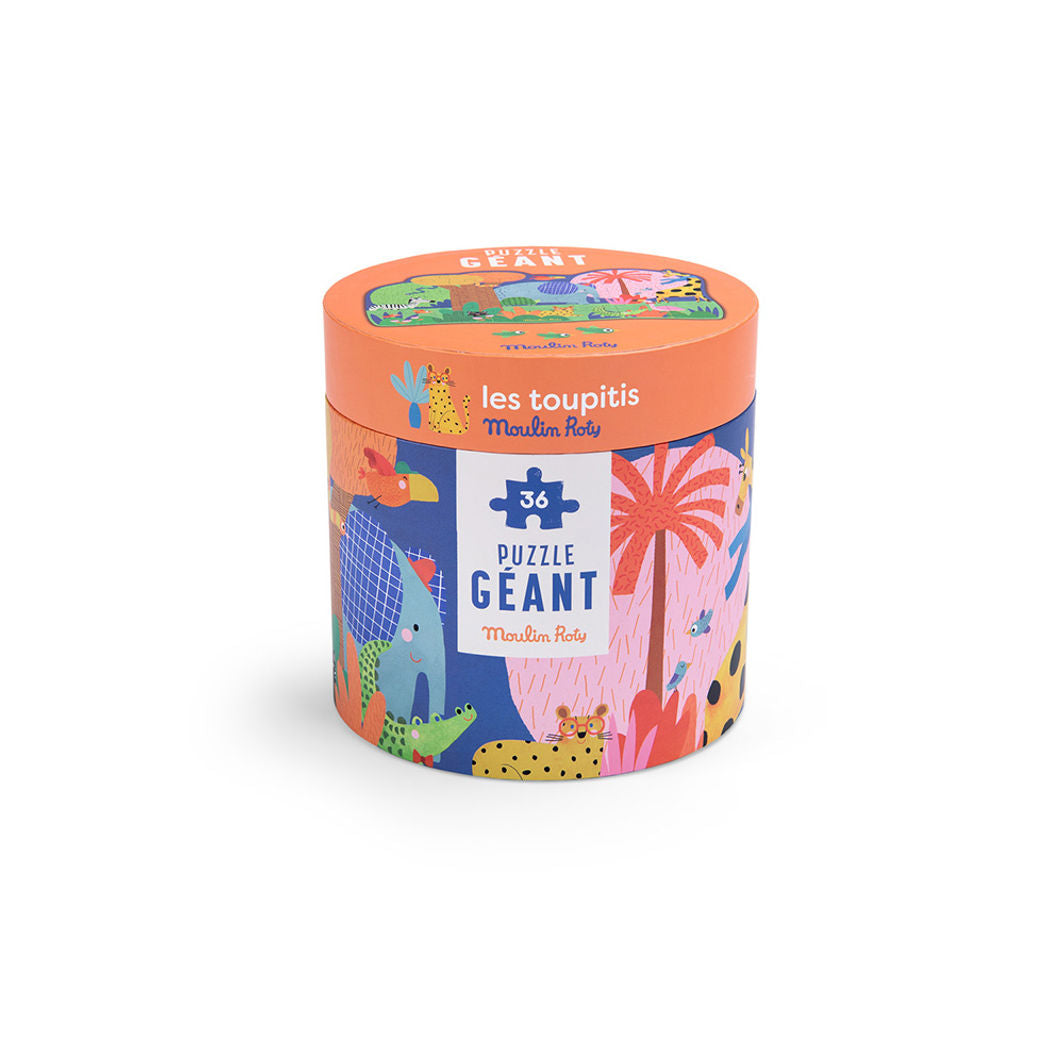 Moulin Roty, Jumbo Pussel 36 bitar - Djurens oas - Les Toupitis