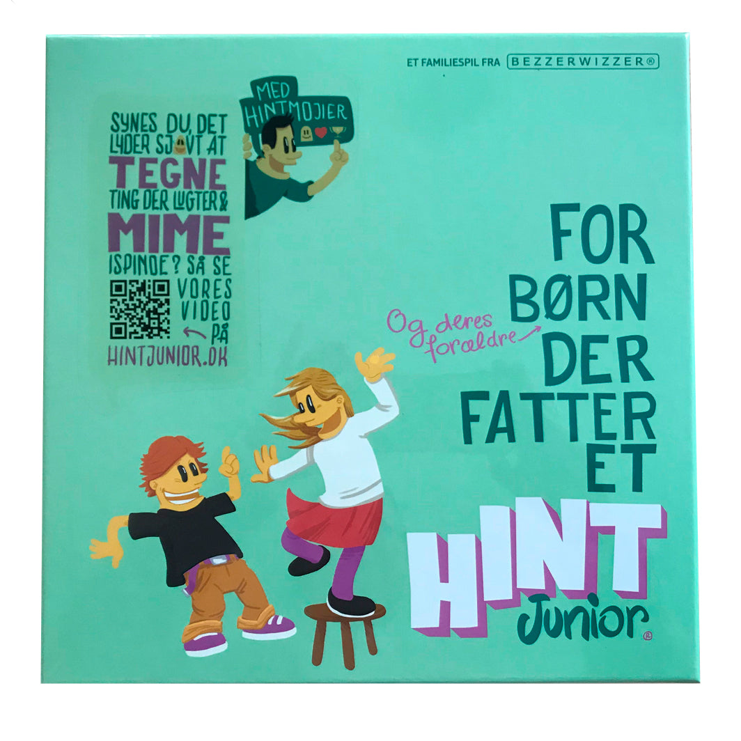 Familiespil fra Bezzerwizzer. Hint junior, familiespil for børn og forældre der fatter et hint. Sjov for hele familien.