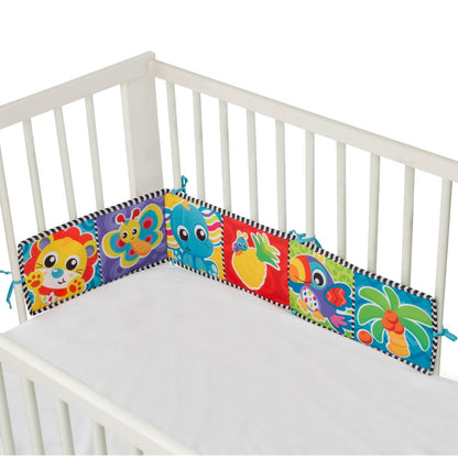 Playgro aktivitetsleksak, Tummy Time vändbar tygbok med spegel