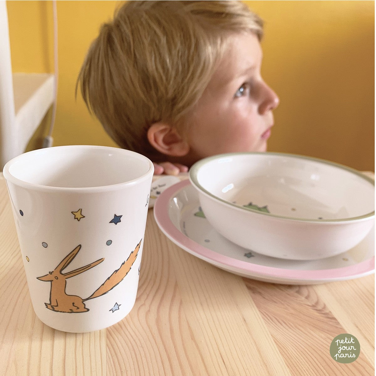 Petit Jour Paris barnservis i presentförpackning med 5 delar, Den lille prins - Rosa