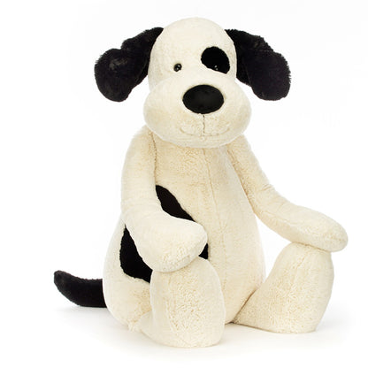 Jellycat gosedjur, Bashful hund, kräm/svart, verkligt stor hund - 108 cm