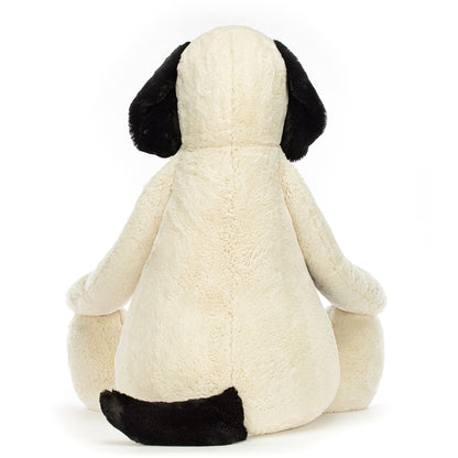 Jellycat gosedjur, Bashful hund, kräm/svart, verkligt stor hund - 108 cm